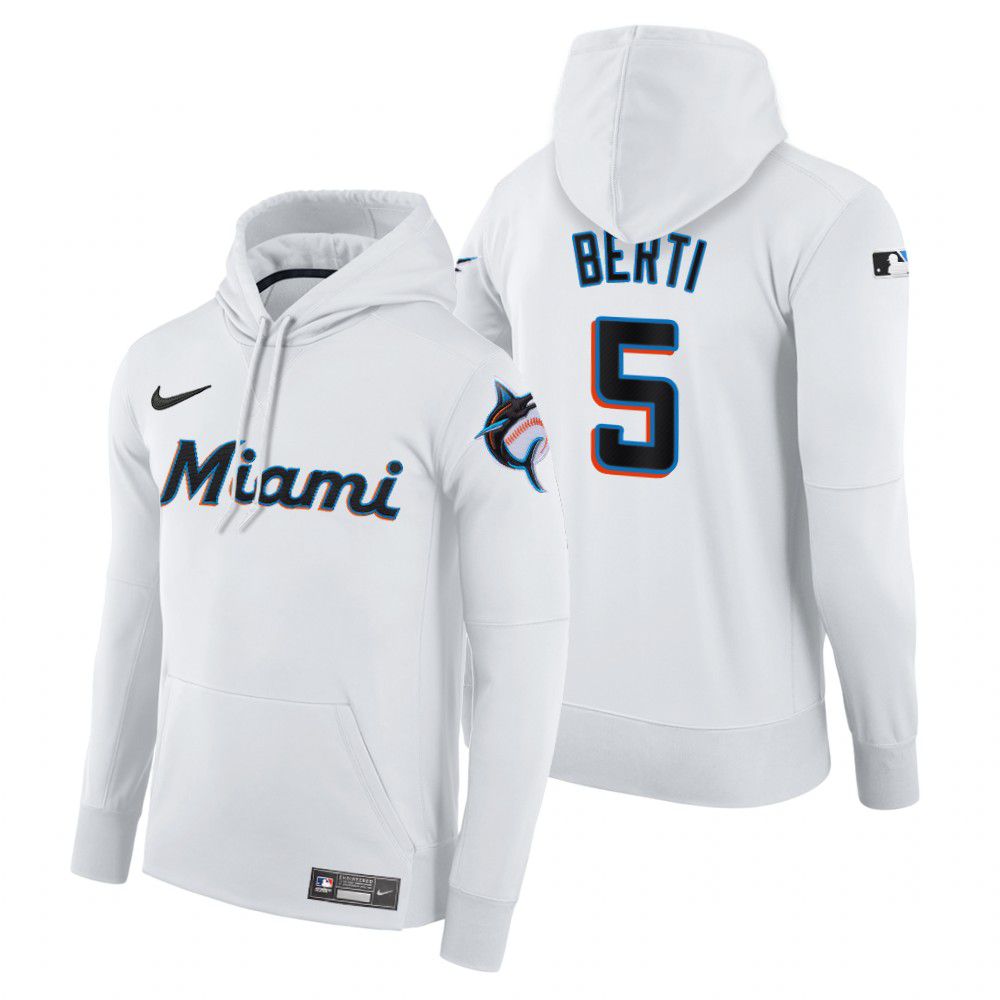 Men Miami Marlins #5 Berti white home hoodie 2021 MLB Nike Jerseys
